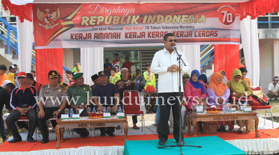 pawai pembangunan HUT RI 70 di Kundur