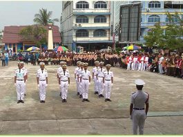 Lomba Ketangkasan Baris Berbaris LKBB di lapangan Balai Pemuda dan Olahraga Tanjungbatu
