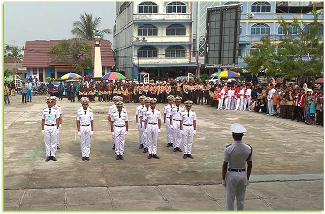 Lomba Ketangkasan Baris Berbaris LKBB di lapangan Balai Pemuda dan Olahraga Tanjungbatu