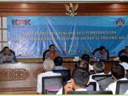 Rapat Koordinasi Rencana Aksi Pemberantasan Korupsi Terintegrasi yang dilaksanakan di Aula Kantor Inspektorat Provinsi Bali, Denpasar, Rabu (29/11).