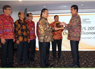 Evaluasi Kinerja BPR dan BPRS Se Provinsi Bali Tahun 2017 dan Pemaparan Outlook Ekonomi Tahun 2018 di Agung Room Hotel Inna Bali Beach, Sanur, Rabu (6/12).
