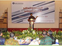 Kepala Perwakilan Bank Indonesia Provinsi Bali Causa Iman Karana dalam acara Pertemuan Tahunan Bank Indonesia 2017 di Denpasar, Kamis (14/12/2017).