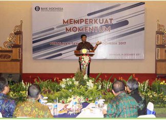 Kepala Perwakilan Bank Indonesia Provinsi Bali Causa Iman Karana dalam acara Pertemuan Tahunan Bank Indonesia 2017 di Denpasar, Kamis (14/12/2017).