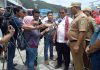 kujungan kerja (kunker) Menkoinfo, Rudiantara di Anambas yang disambut Bupati Abdul Haris dan unsur pimpinan Muspida KKA, Senin (26/3).