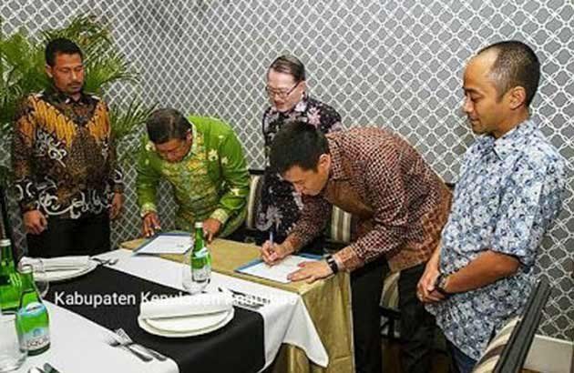 Bupati Kepulauan Anambas Abdul Haris, melakukan penandatanganan MOU (Nota Kesepahaman) Pemerintah Daerah Kabupaten Kepulauan dengan PT Super Sistem Ultima (SSU) di Jakarta