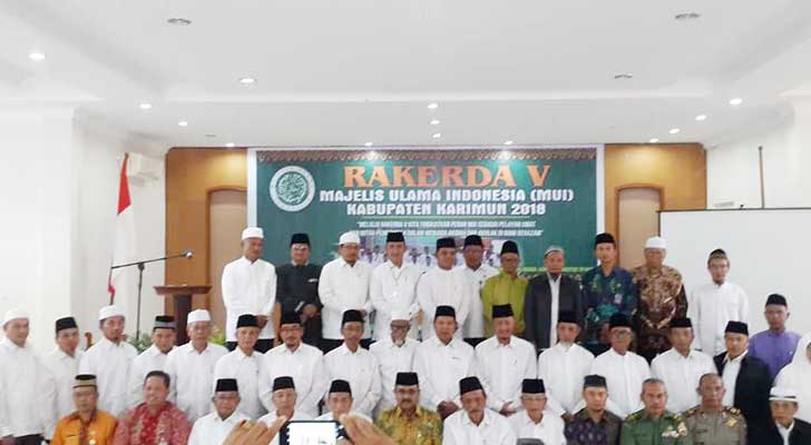 Rapat Kerja Daerah Majlis Ulama Indonesia (Rakerda MUI) ke V, Kabupaten Karimun yang berlangsung di Balai Sri Gading Tanjungbatu Kota, (02/08/18).
