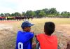 Pembukaan turnamen Aura Cup 2018 di lapangan sepak bola desa Keban Moro, (Ahad, 12/08/18).
