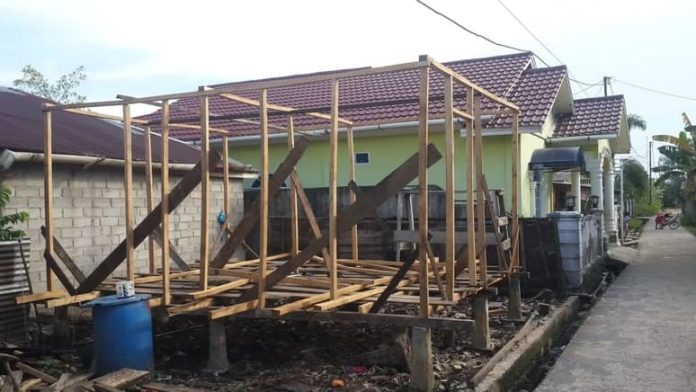 Salah satu bangunan rumah pada program rehab rumah Kementrian PUPR, di Dwikora Tanjungbatu.