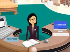 Ilustrasi receptionist di front office Dept.