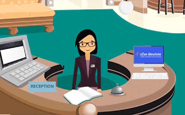Ilustrasi receptionist di front office Dept.