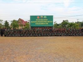 Foto bersama usai Apel Siap Gerak Pengamanan Pemilu, yang digelar di Makodim 0317 Tanjungbalai Karimun, Senin (11/3).