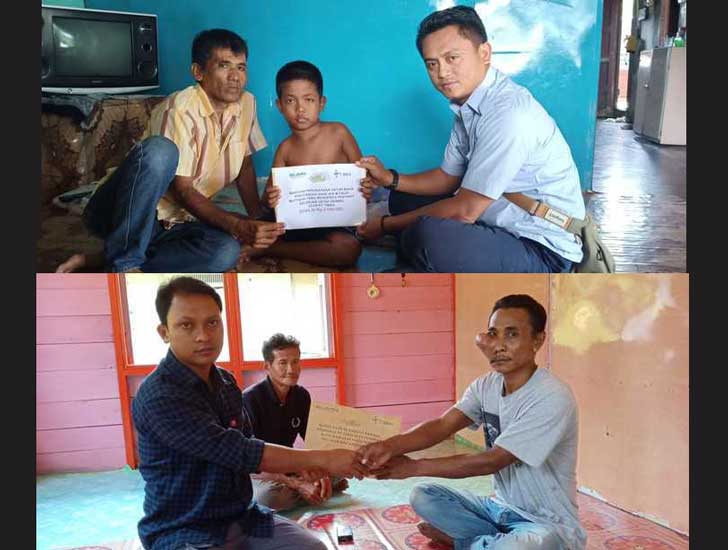 M.Fauzi (atas), dan Subikin (bawah) Saat terima Bantuan dari PT Timah Tbk, Wilayah Produksi Kepri dan Riau