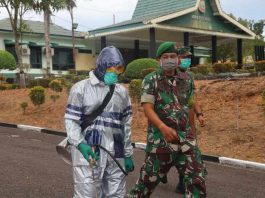 Kodim Bintan Lakukan Peneymprotan Disinfektan