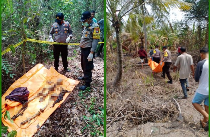 Kaplsek Kuba AKP Edi Suryanto, bersama Anggota SPKT dan Tim Medis dari Puskesmas Tanjung Berlian, saat di lokasi penemuan