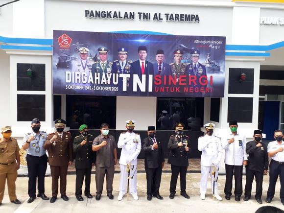 Lanal Tarempa Melaksankan Upacara HUT TNI Yang Ke-75 Secara Virtual