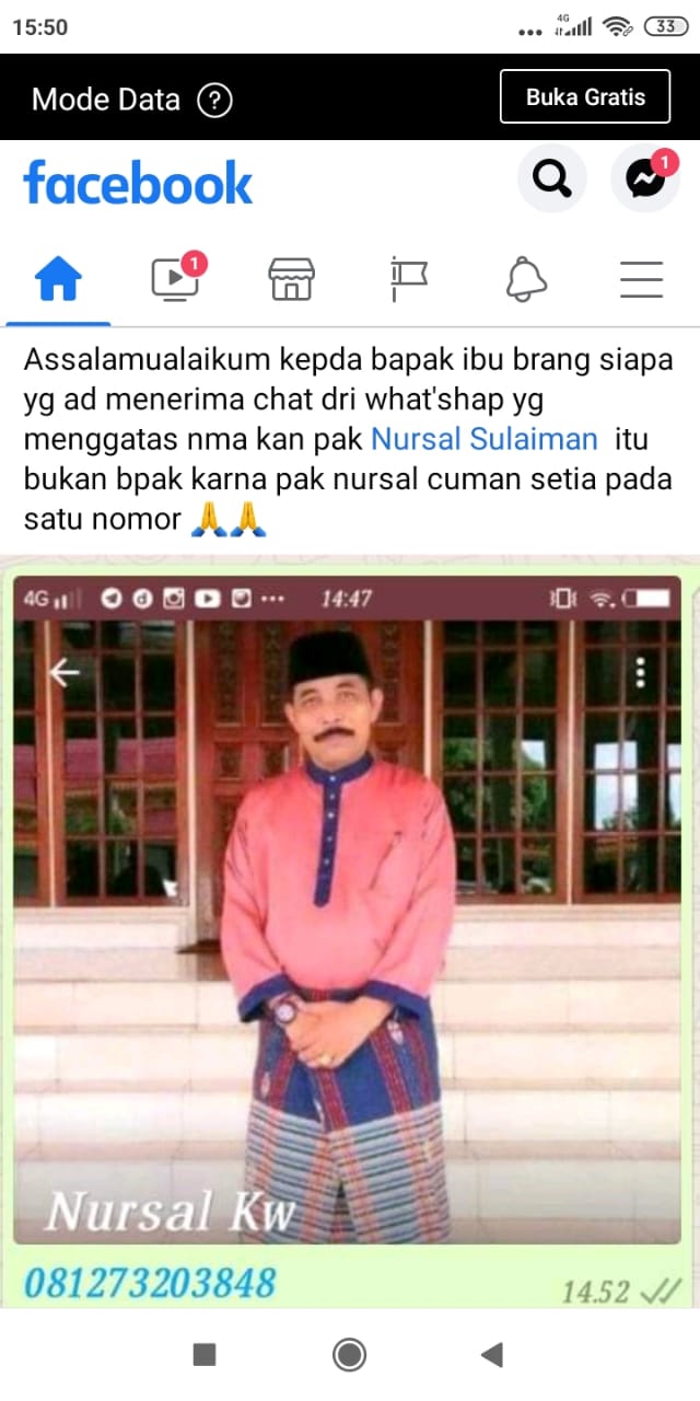 Hati-hati Penipuan.! Nomor Tak Dikenal Ngaku Sebagai Sekretaris Disdukpencapil Inhil