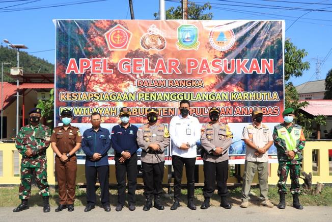 Polres Anambas Melaksanakan Apel Gelar Pasukan Dalam Rangka Kesiapan Penanganan Karhutla