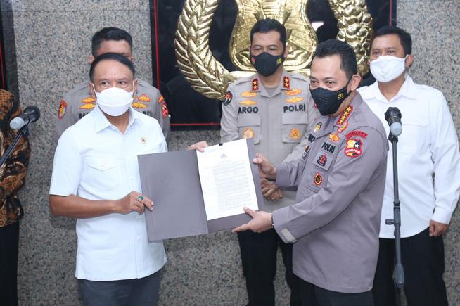 Menpora Zainudin Amali dan Kapolri Jenderal Listyo Sigit Prabowo