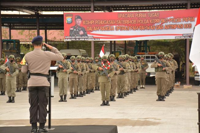 Penyambutan Purna Tugas Kompi Penugasan Satbrimob Polda Kepri Bko Polda Papua