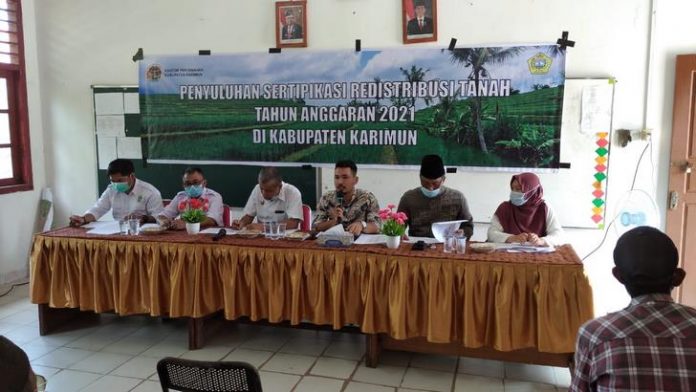 Penyuluhan Sertifikasi Redistribusi Tanah Tahun 2021, oleh BPN Karimun di SDN 05 Kelurahan Gading Sari, Kundur