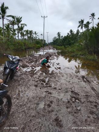 Sangat Memprihatinkan, Kondisi Jalan Desa Sungai Danai Seperti Bubur