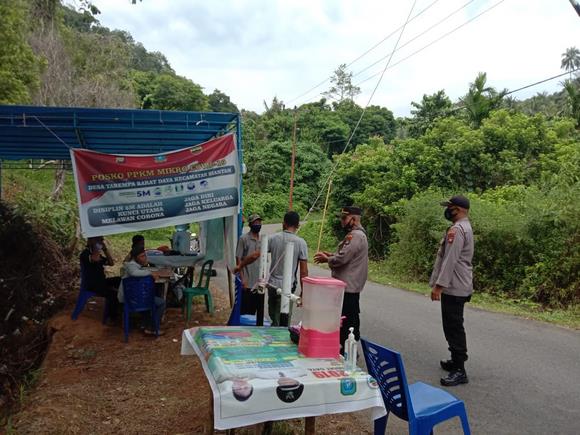 Sat Binmas Polres Kepulauan Anambas Melaksanakan Monitoring Pos PPKM