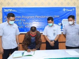 PT Timah Tbk kembali menyalurkan dana dalam Program Pendanaan Usaha Menengah Kecil (PUMK) Triwulan III Tahun 2021 bagi 50 dengan nilai Rp1,5 miliar