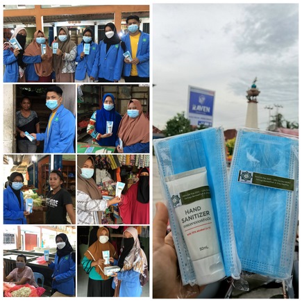 Mahasiswa KKN-DR Plus UIN Sultan Syarif Kasim Riau bagi-bagi masker