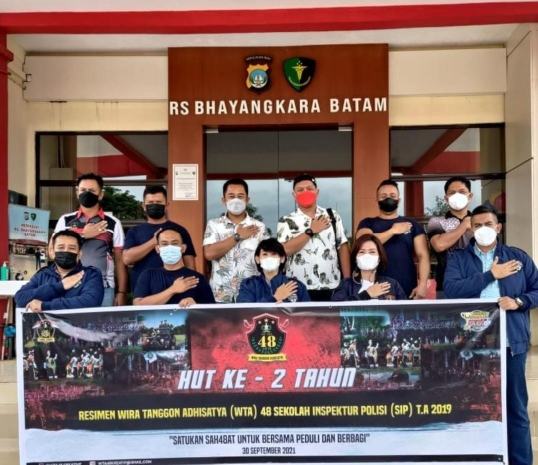 Vaksinasi Dan Bakti Sosial Dalam Rangka 2 Tahun Pengabdian Alumni Sip Angkatan 48 Wira Tanggon Adhisatya Polda Kepri