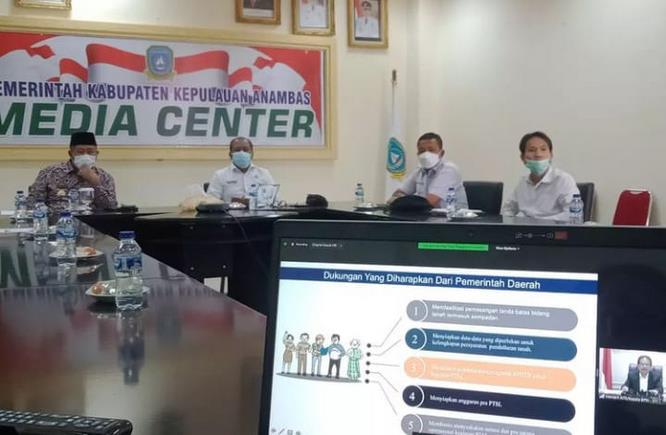 Vidcon bupati Anambas beserta wakil dan BPN Anambas dengan Kementerian BPN RI