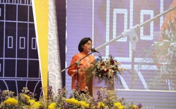 Menteri Keuangan RI menyampaikan arahannya pada acara Sosialisasi UU HPP