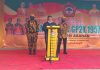 Bupati Asahan diwakili oleh Kepala Badan Kesbangpol Asahan menyampaikan Pidato secara tertulis pada acara Pelantikan BM Kosgoro dan GP2K Kabupaten Asahan