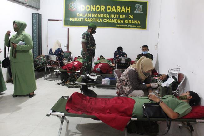 Bhakti Sosial Donor Darah Dalam Rangka Memperingati HUT Persit Kartika Chandra Kirana Ke-76