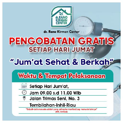 Kabar Gembira, Setiap Jum’at dr Rano Kirman Center Buka Pengobatan Gratis