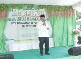 Wakil Bupati Asahan sampaikan arahan dan bimbingan nya pada acara pelepasan siswa/siswi MTS Alwasliyah 63 Punggulan