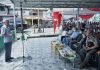 Bupati Asahan sampaikan pidatonya pada acara Halal Bihalal DPP. Perkumpulan Persaudaraan Masyarakat Asahan (PPMA)
