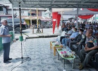 Bupati Asahan sampaikan pidatonya pada acara Halal Bihalal DPP. Perkumpulan Persaudaraan Masyarakat Asahan (PPMA)