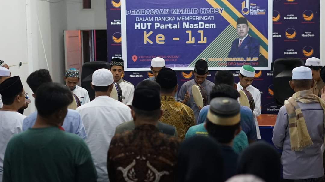 Meriahkan HUT yang ke-11, DPD NasDem Inhil Gelar Acara Maulid Habsyi 