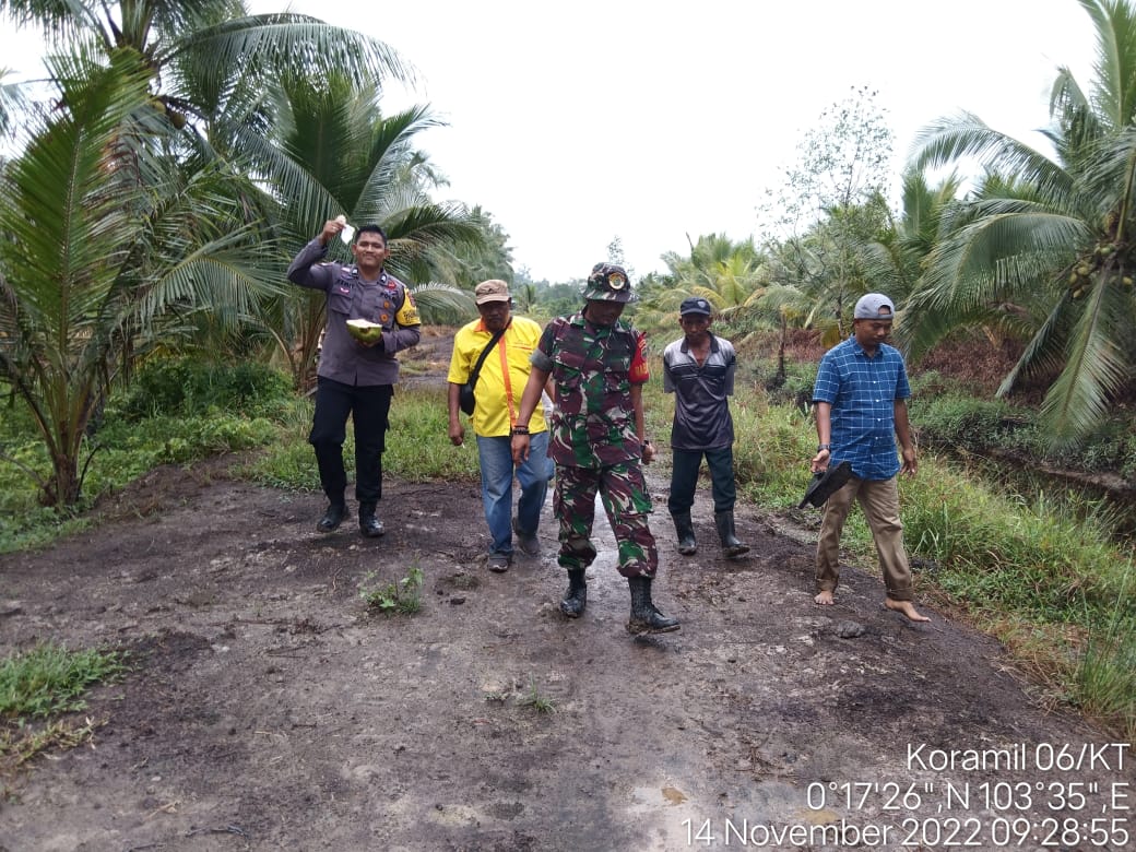 Jalin Komunikasi, Babinsa bersama Babinkamtibmas Sambangi Pemilik Kebun di Desa Air Tawar