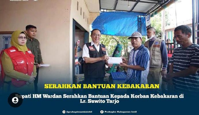 Bupati HM Wardan Serahkan Bantuan Kepada Korban Kebakaran di Lr. Suwito Tarjo