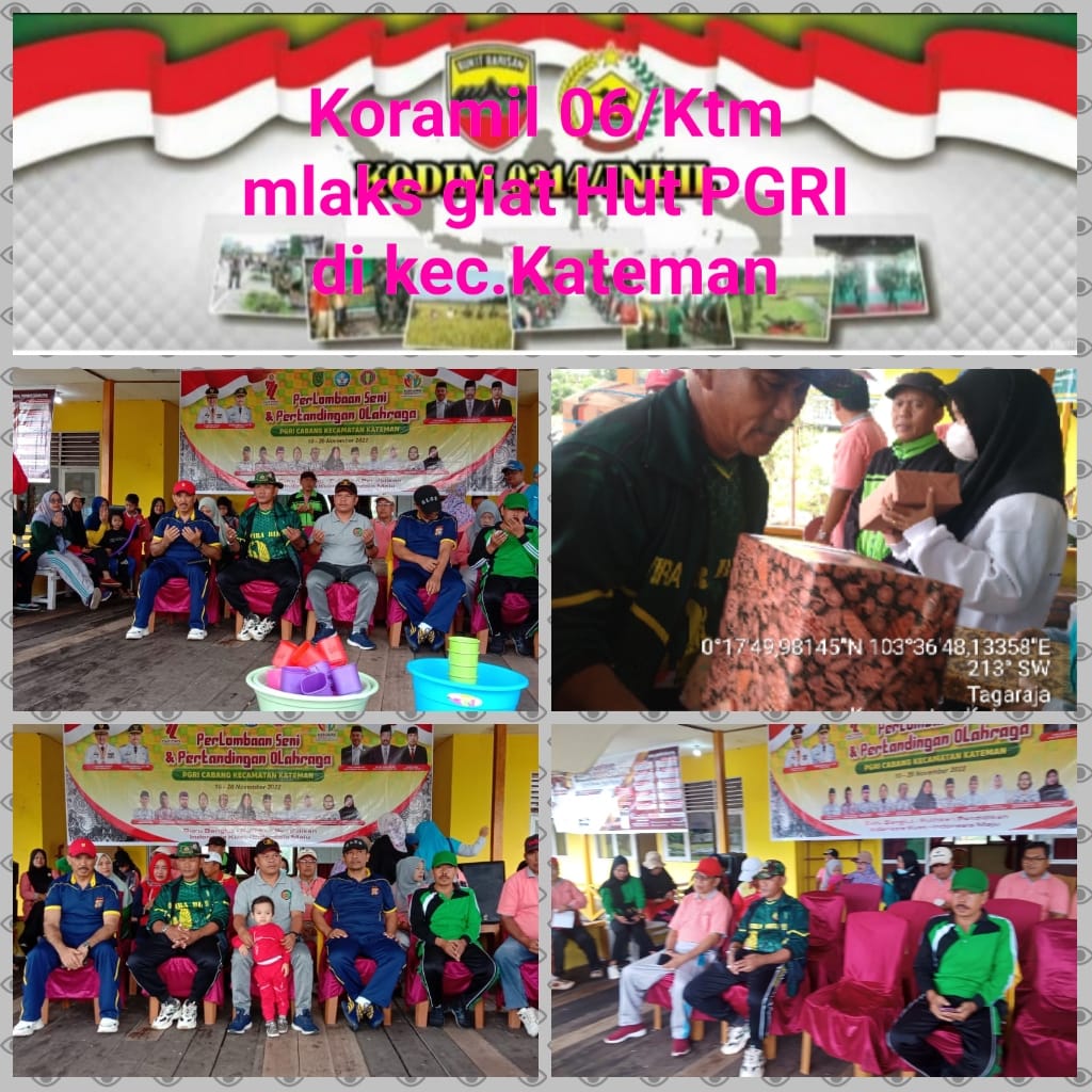 Danramil 06/KTM Bersama Muspika Kateman Ikuti Jalan Santai Sehat Rangka HUT PGRI ke-77