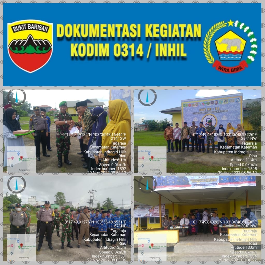 Danramil 06/KTM Hadiri Ucapara Peringatan HUT korpri ke -51 dan HKN serta PGRI ke-77 di Halaman Kantor Camat 