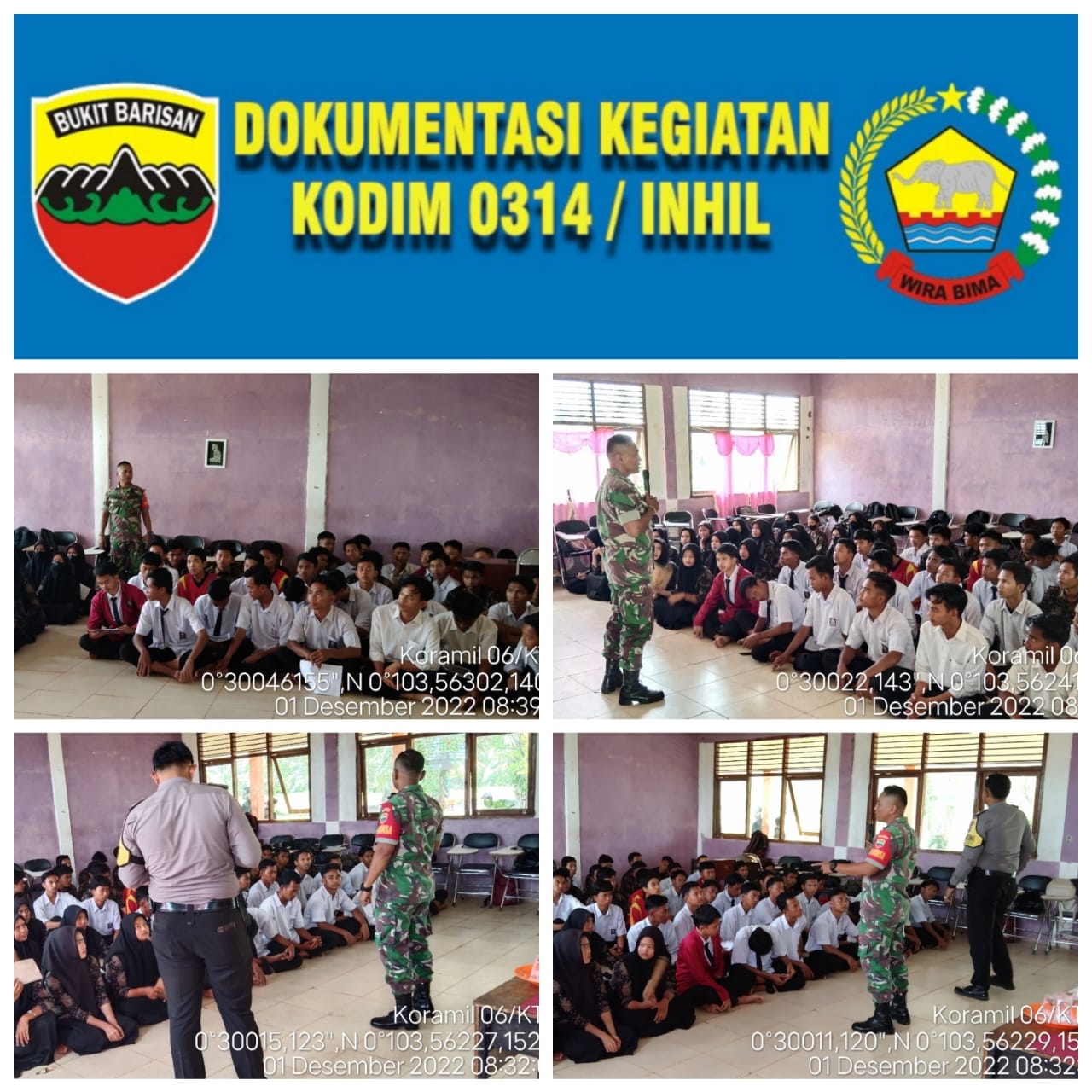 Komsos Babinsa dengan Pelajar SMK Al Ikhlas serta Wasbang Edukasi Pemahaman Pancasila