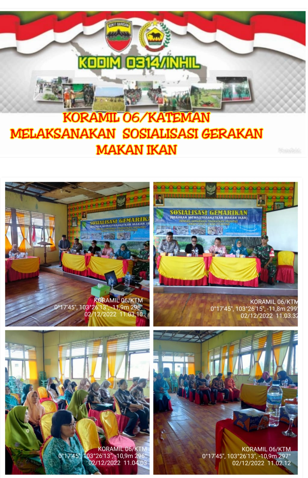 Danramil 06/KTM Diwakili Serda Rudi Hartono Hadiri Sosialisasi Gemar Ikan di Kecamatan Teluk Belengkong 