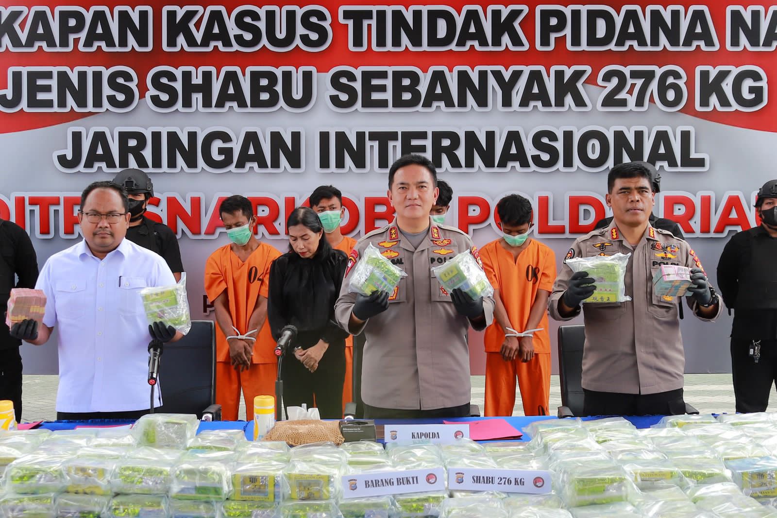 Terbesar Dalam Sejarah Pengungkapan Narkoba Oleh Polda Riau, Berhasil Amankan 276 Kg Sabu dan Bekuk 5 Pelaku