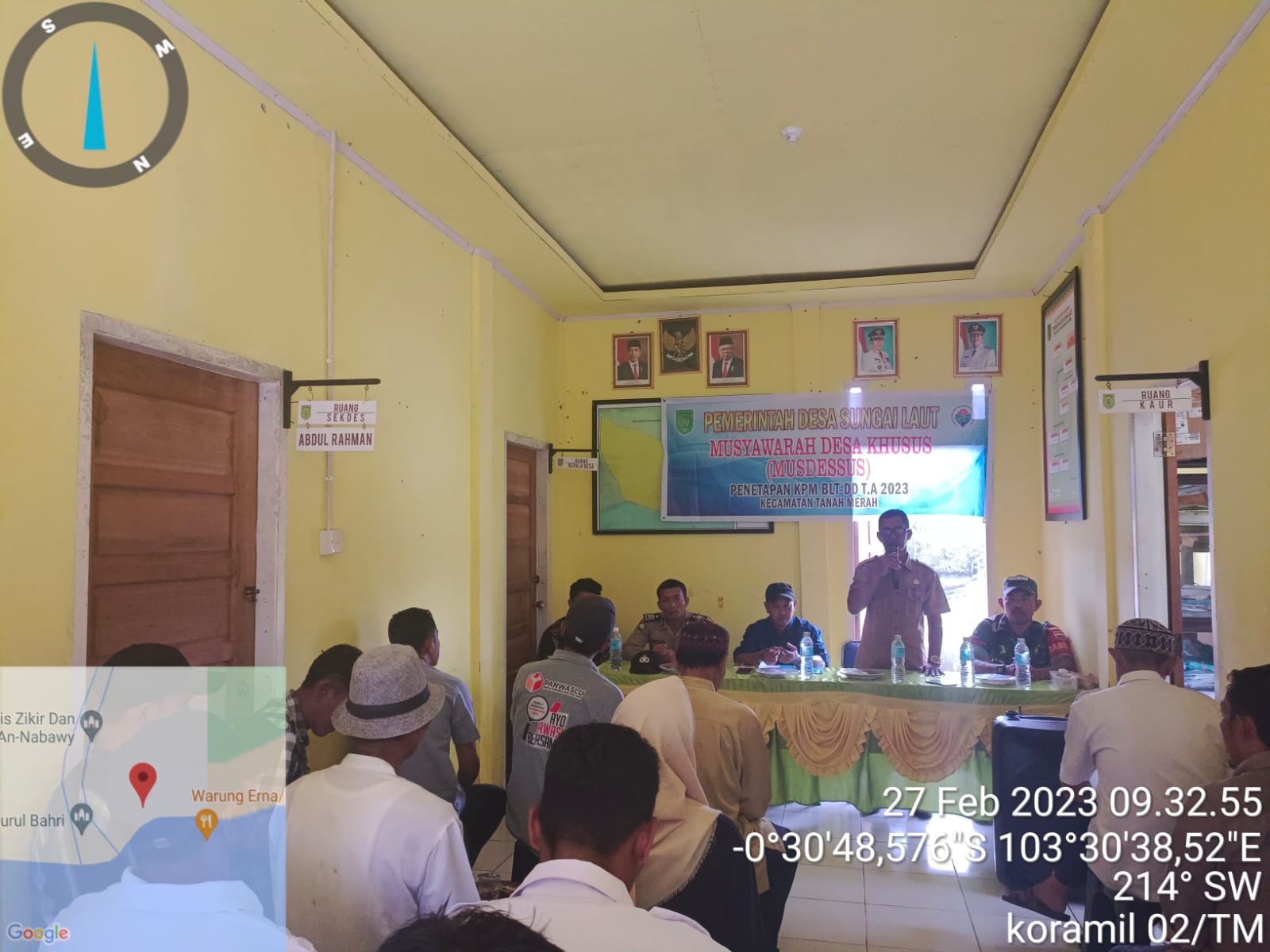 Babinsa Koptu RH Tambunan Hadiri Musdessus Validasi Penetapan BLT Dana Desa Sungai Laut 2023