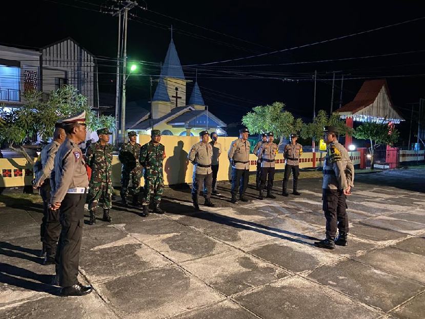 Wujud Sinergitas TNI – Polri, Gelar Patroli Bersama Menjaga Kamtibmas Wilkum Polsek Kundur