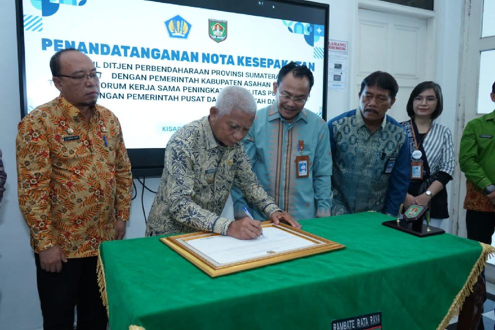 Penandatanganan Nota Kesepakatan Kanwil Ditjen Perbendaharaan Provsu dengan Pemerintah Kabupaten Asahan