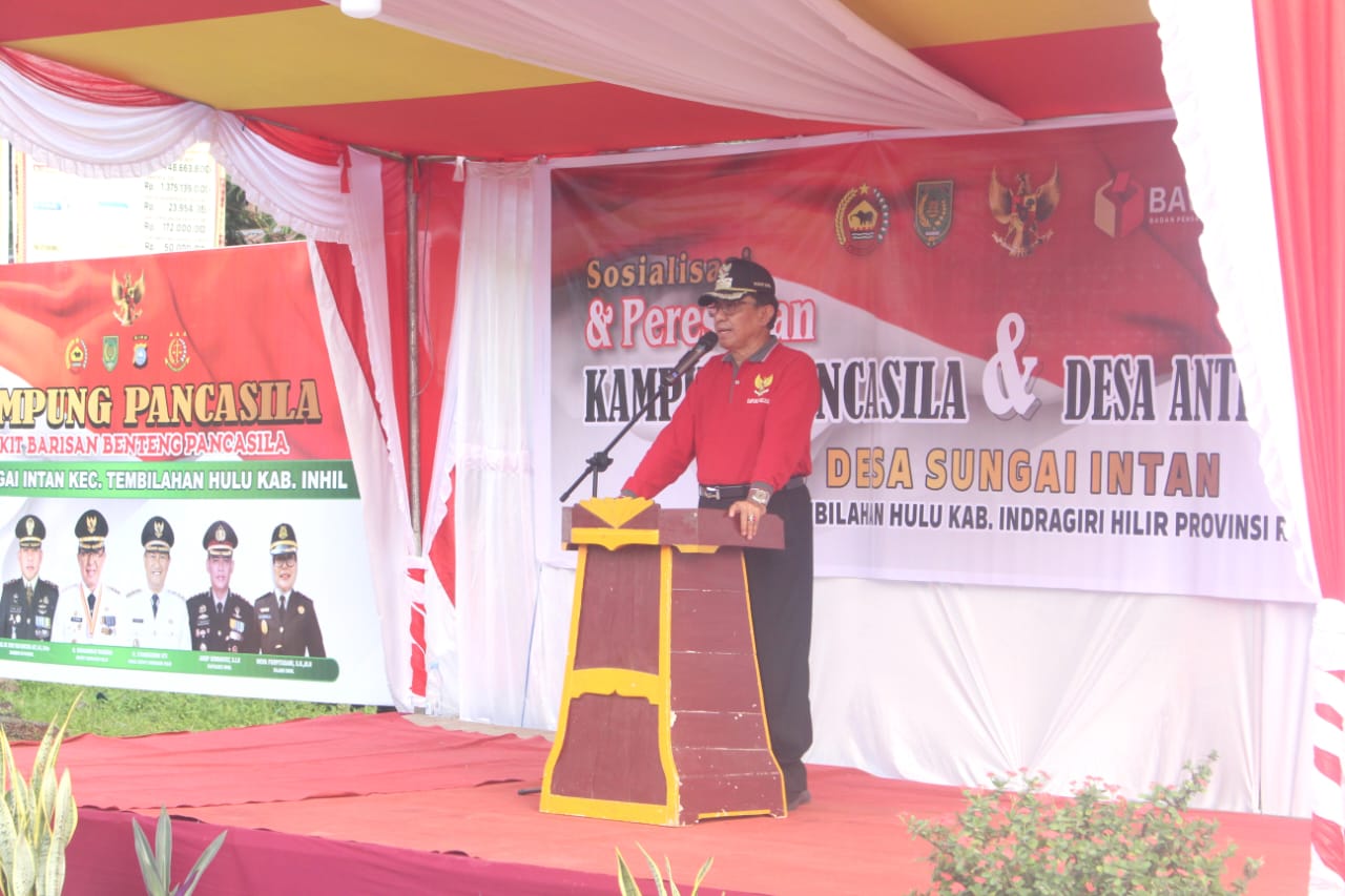 Bupati Inhil Resmikan Kampung Pancasila dan Mikroba Village Serta Desa Anti Politik Uang di Desa Sungai Intan 