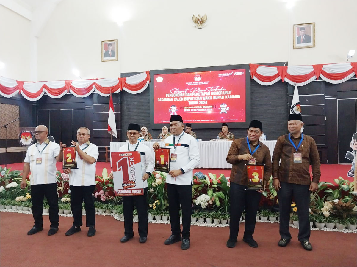 Penetapan Nomor Urut Calon Bupati Wakil Bupati Karimun, Pilkada 2024, Senin, (23/09/24)